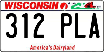 WI license plate 312PLA