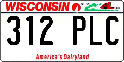 WI license plate 312PLC