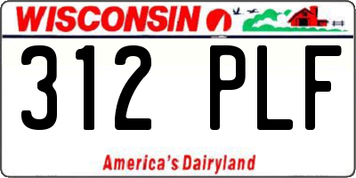 WI license plate 312PLF