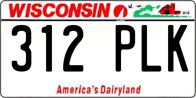 WI license plate 312PLK