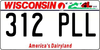 WI license plate 312PLL