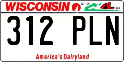 WI license plate 312PLN