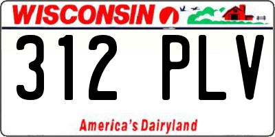 WI license plate 312PLV