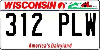 WI license plate 312PLW