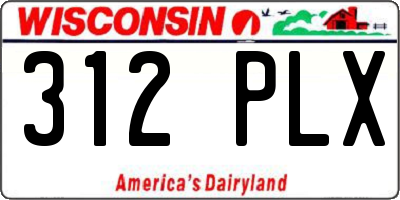 WI license plate 312PLX