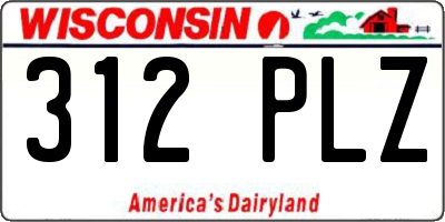 WI license plate 312PLZ