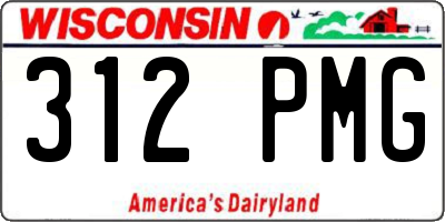 WI license plate 312PMG