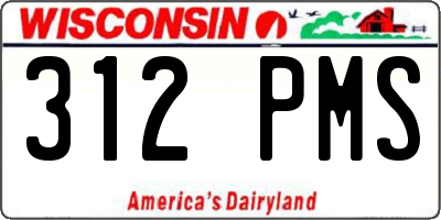 WI license plate 312PMS