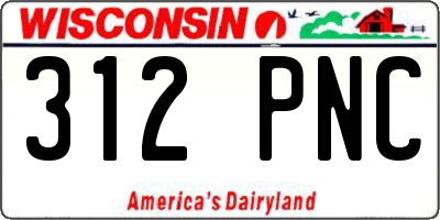 WI license plate 312PNC