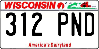 WI license plate 312PND