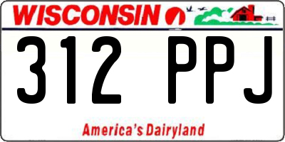 WI license plate 312PPJ