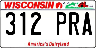WI license plate 312PRA