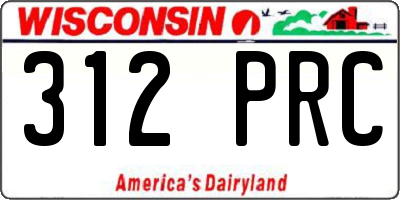 WI license plate 312PRC