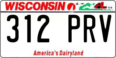 WI license plate 312PRV