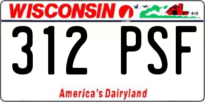 WI license plate 312PSF