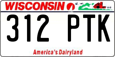 WI license plate 312PTK