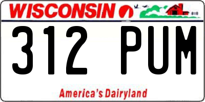 WI license plate 312PUM