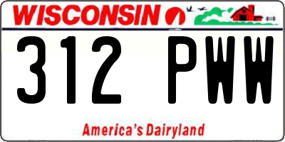 WI license plate 312PWW