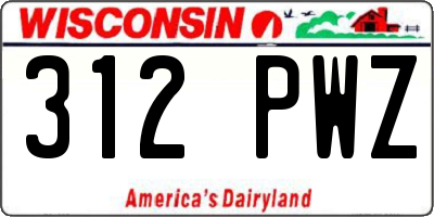 WI license plate 312PWZ