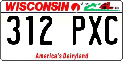 WI license plate 312PXC