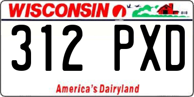 WI license plate 312PXD