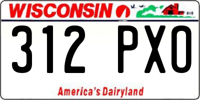 WI license plate 312PXO