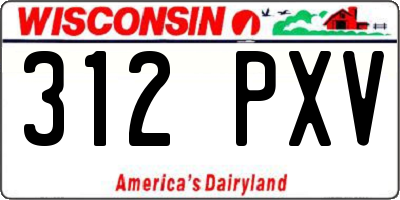 WI license plate 312PXV