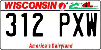 WI license plate 312PXW