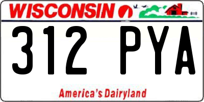 WI license plate 312PYA