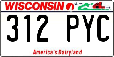 WI license plate 312PYC