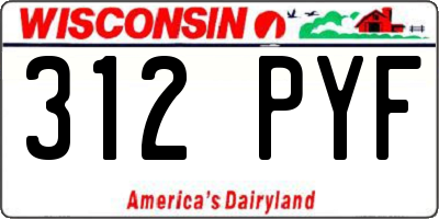 WI license plate 312PYF