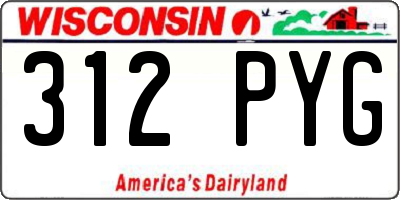 WI license plate 312PYG