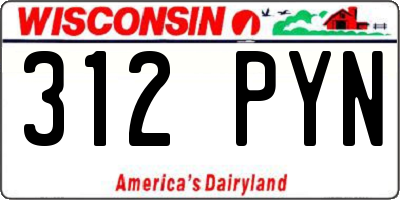 WI license plate 312PYN