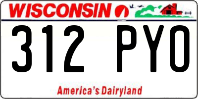 WI license plate 312PYO