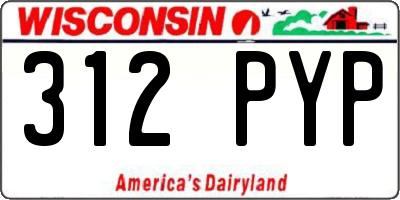 WI license plate 312PYP