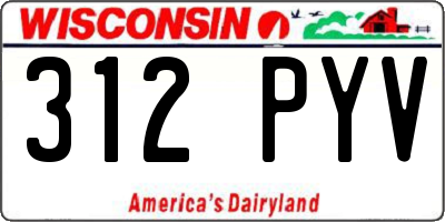 WI license plate 312PYV