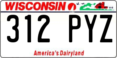 WI license plate 312PYZ