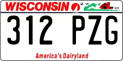 WI license plate 312PZG