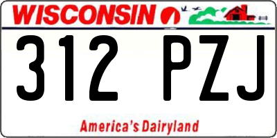 WI license plate 312PZJ