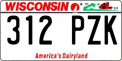 WI license plate 312PZK