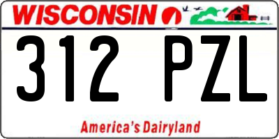 WI license plate 312PZL