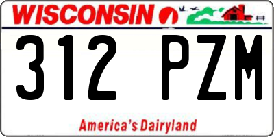 WI license plate 312PZM