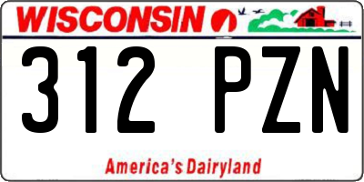 WI license plate 312PZN