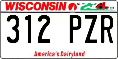 WI license plate 312PZR