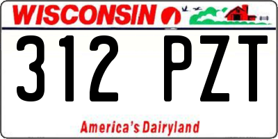 WI license plate 312PZT
