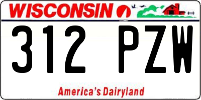 WI license plate 312PZW