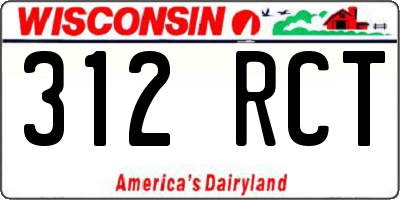 WI license plate 312RCT
