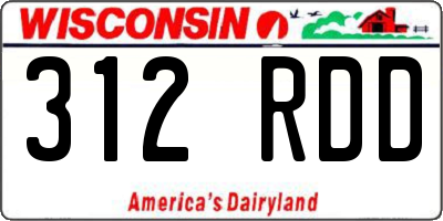 WI license plate 312RDD