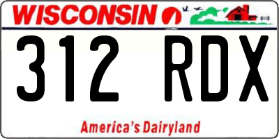 WI license plate 312RDX
