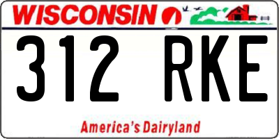 WI license plate 312RKE